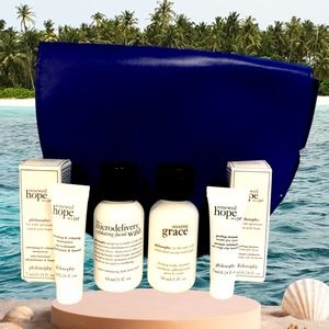 Philosophy Bundle w/ Blue Bag & 4 travel items NEW ❤️ Bundle Up